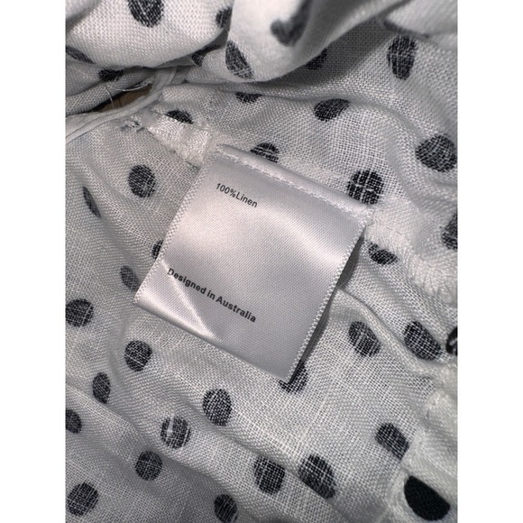 Suboo Polka Dot Crop Top Off Shoulder Ruffle Trim White Black XL - Picture 7 of 9